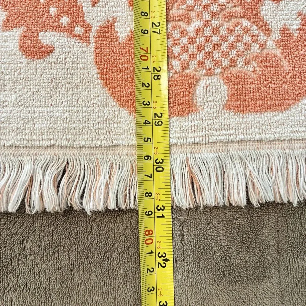 VTG Callaway Bath Towel, Hand Towel Grand Damask Floral Peach Orange *READ*